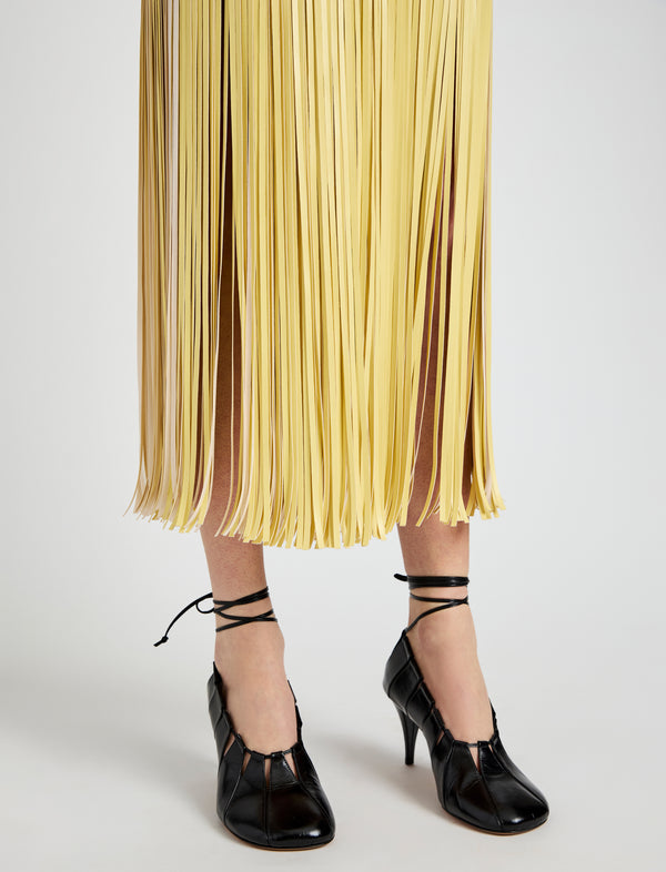 Proenza Schouler Proenza Schouler Veda Skirt In Faux Leather Fringe - Pale Yellow Multi