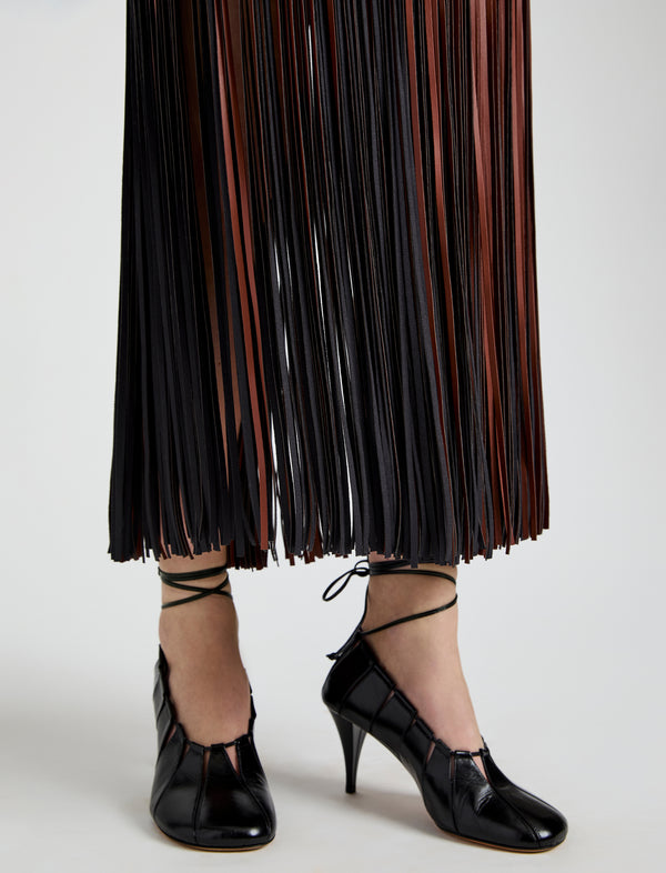 Proenza Schouler Proenza Schouler Veda Skirt In Faux Leather Fringe - Brown Multi