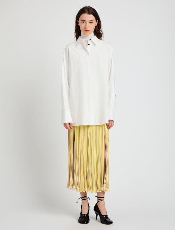 proenza schouler Proenza Schouler Veda Skirt in Faux Leather Fringe - Pale Yellow Multi