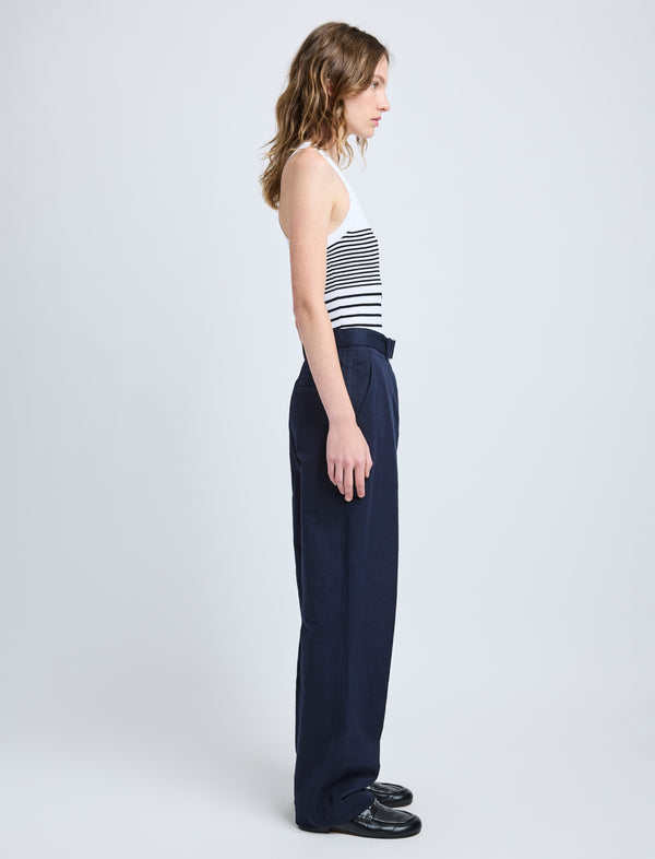 Proenza Schouler Proenza Schouler Vera Pant In Cotton Linen Suiting - Navy