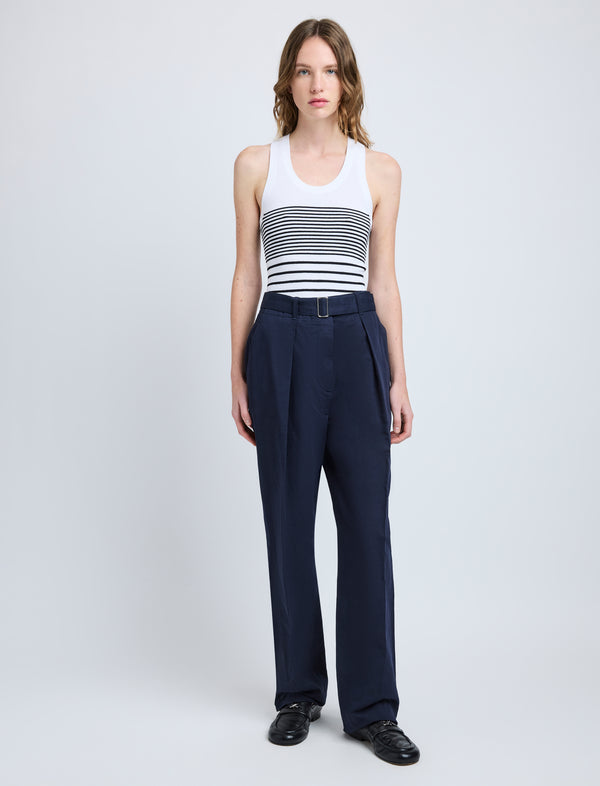 proenza schouler Proenza Schouler Vera Pant in Cotton Linen Suiting - Navy