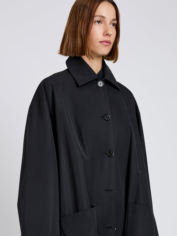 Proenza Schouler Proenza Schouler Verretta Coat In Coated Cotton - Black