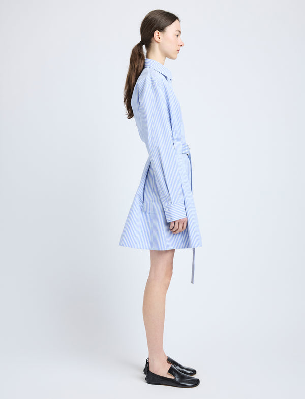 Proenza Schouler Proenza Schouler Viola Dress In Stripe Cotton Silk Poplin - Pale Blue Multi