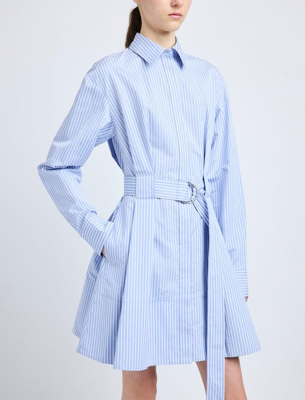 Proenza Schouler Proenza Schouler Viola Dress In Stripe Cotton Silk Poplin - Pale Blue Multi