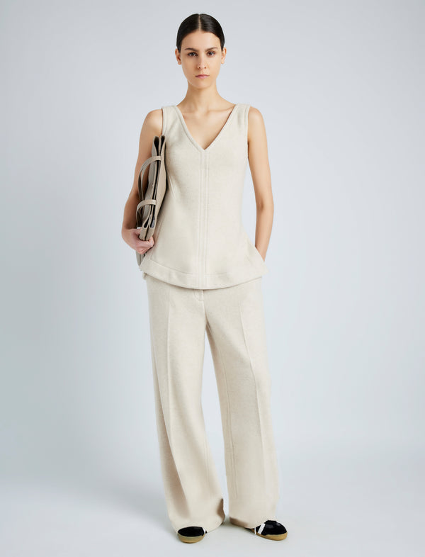 proenza schouler Proenza Schouler Violet Pant in Wool Jersey - Taupe Melange