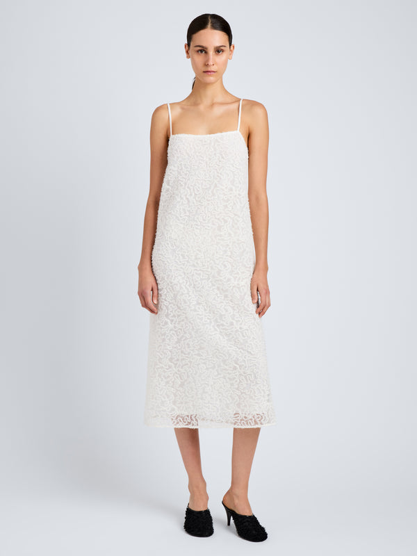 proenza schouler Proenza Schouler Virginie Dress in Fringe Embroidery - Off White
