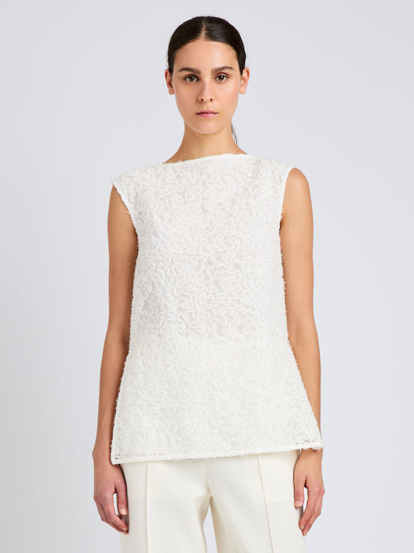 proenza schouler Proenza Schouler Virginie Top in Fringe Embroidery - Off White