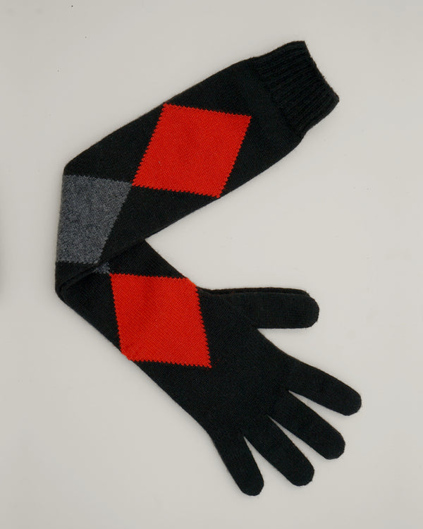 Proenza Schouler Proenza Schouler Vivian Gloves In Argyle Cashmere Knit - Black Multi