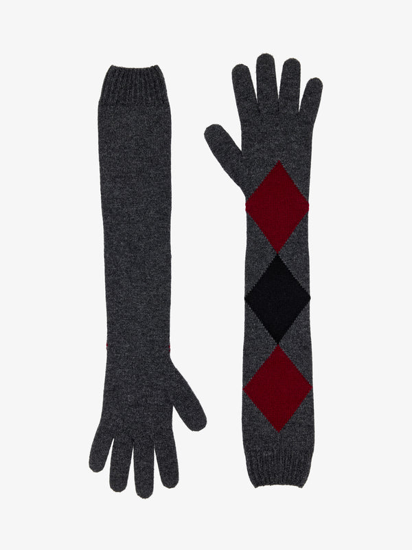 proenza schouler Proenza Schouler Vivian Gloves in Argyle Cashmere Knit - Grey Multi