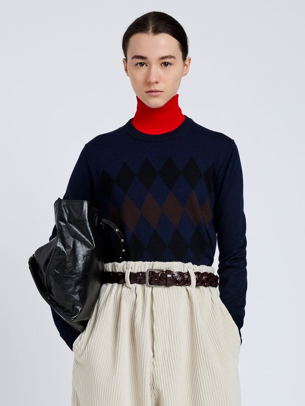 proenza schouler Proenza Schouler Vivian Top in Argyle Knit - Navy Multi