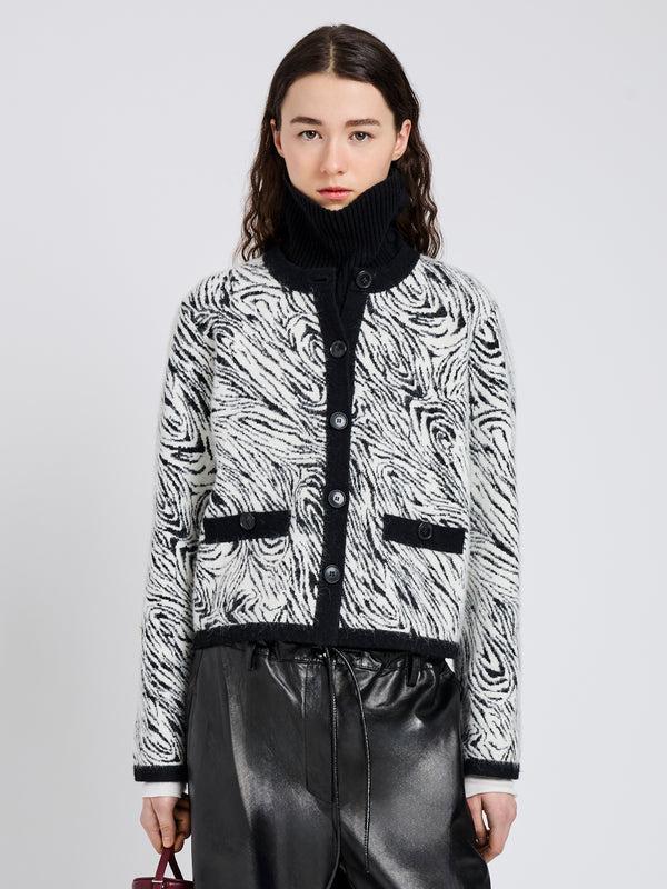proenza schouler Proenza Schouler White Label Amina Jacket in Jacquard Alpaca - Black/White Zebra