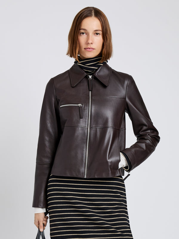 proenza schouler Proenza Schouler White Label Annabel Jacket in Leather - Chocolate