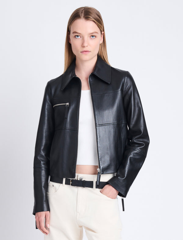 proenza schouler Proenza Schouler White Label Annabel Jacket in Lightweight Leather - Black