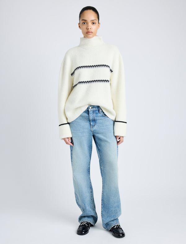 Proenza Schouler Proenza Schouler White Label Anne Fairisle Sweater In Merino Wool - White/Black/Coal
