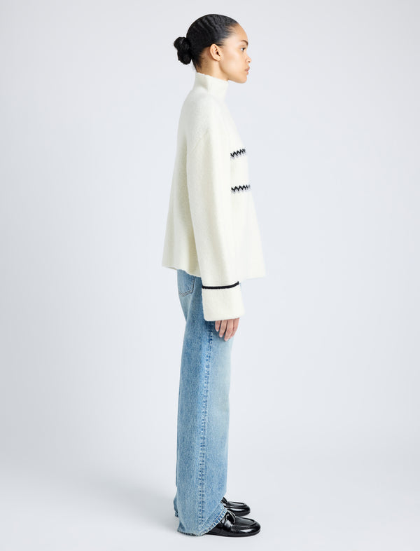 Proenza Schouler Proenza Schouler White Label Anne Fairisle Sweater In Merino Wool - White/Black/Coal