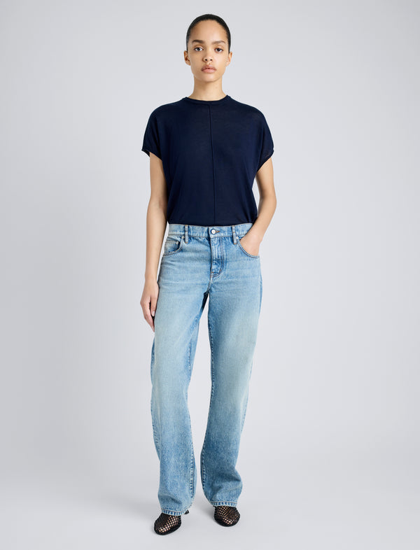 Proenza Schouler Proenza Schouler White Label Ares Top In Lightweight Cashmere - Navy