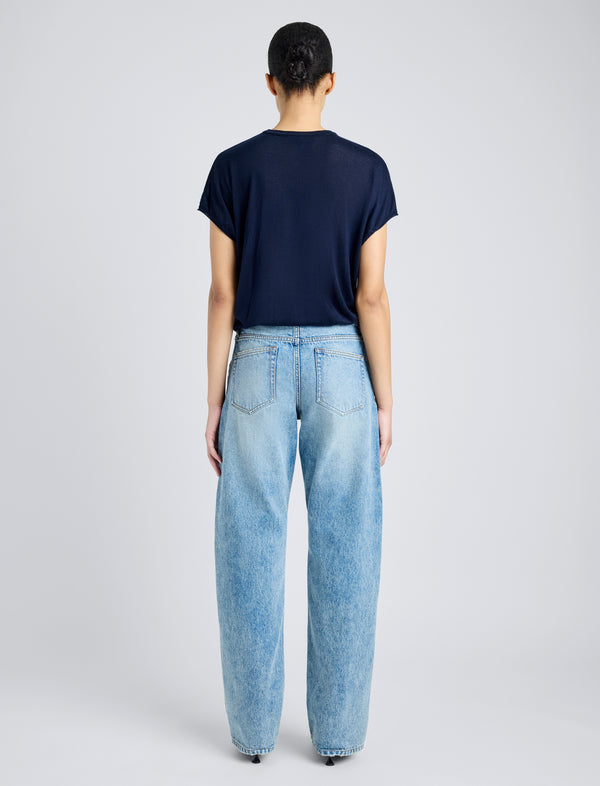 Proenza Schouler Proenza Schouler White Label Ares Top In Lightweight Cashmere - Navy