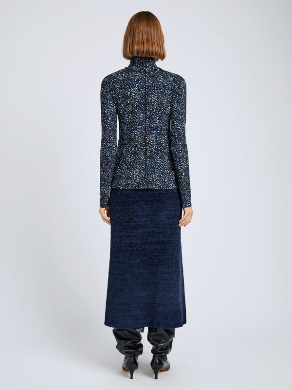 Proenza Schouler Proenza Schouler White Label Audrey Top In Cheetah Jersey - Navy Multi