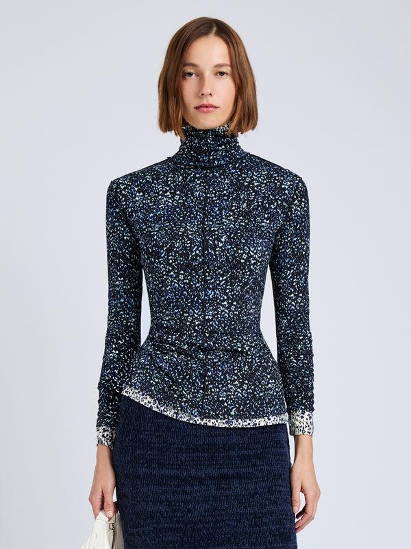 proenza schouler Proenza Schouler White Label Audrey Top in Cheetah Jersey - Navy Multi