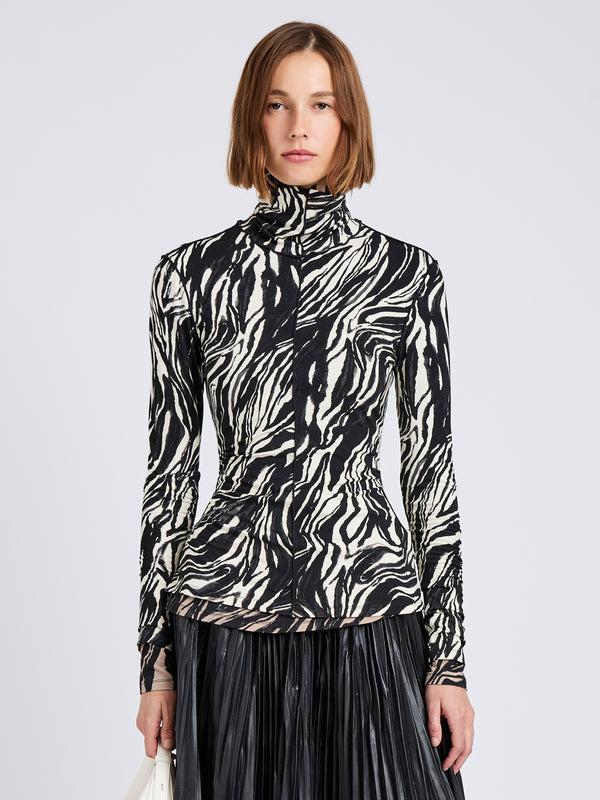 proenza schouler Proenza Schouler White Label Audrey Top in Marble Jersey - Asphalt Multi