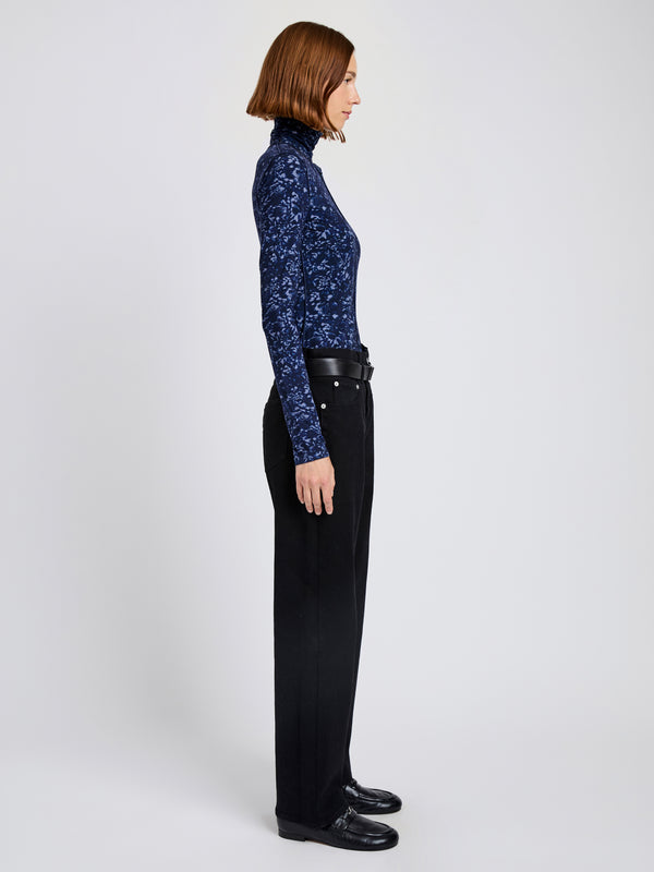 Proenza Schouler Proenza Schouler White Label Audrey Top In Printed Jersey - Navy/Slate