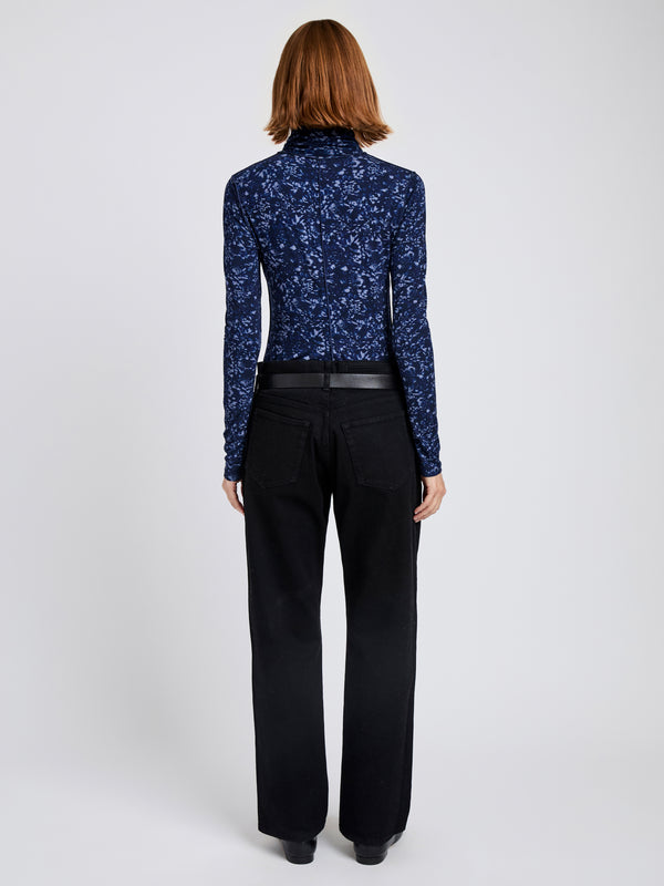 Proenza Schouler Proenza Schouler White Label Audrey Top In Printed Jersey - Navy/Slate