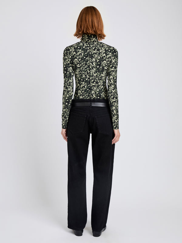Proenza Schouler Proenza Schouler White Label Audrey Top In Printed Jersey - Black/Lemon
