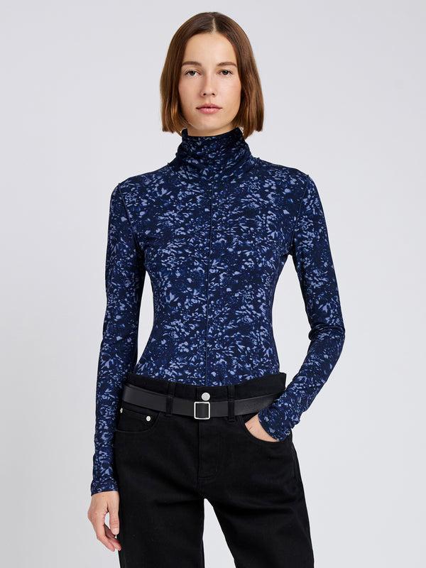 proenza schouler Proenza Schouler White Label Audrey Top in Printed Jersey - Navy/Slate