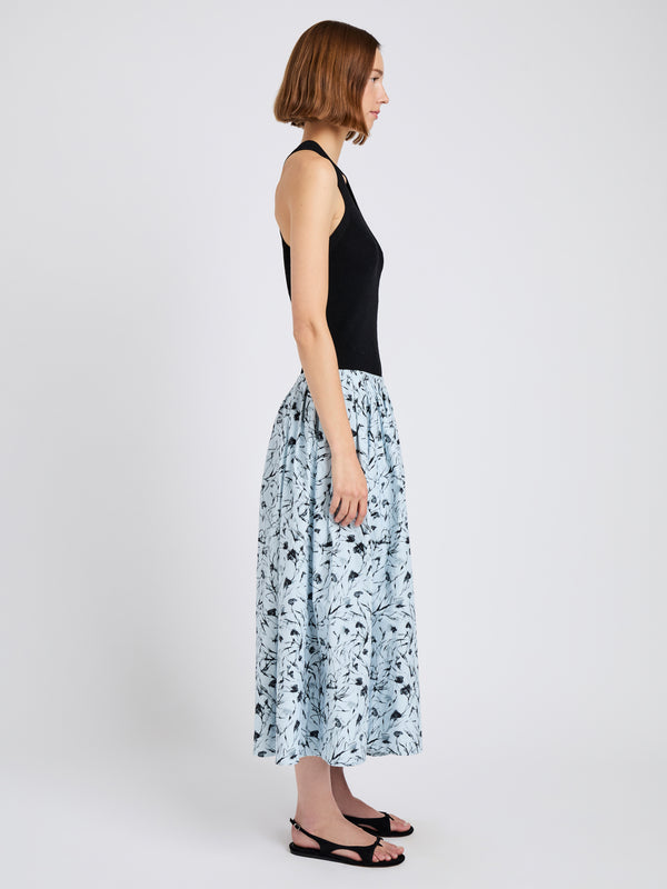 Proenza Schouler Proenza Schouler White Label Austin Skirt In Printed Poplin - Frost/Black