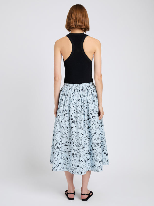 Proenza Schouler Proenza Schouler White Label Austin Skirt In Printed Poplin - Frost/Black