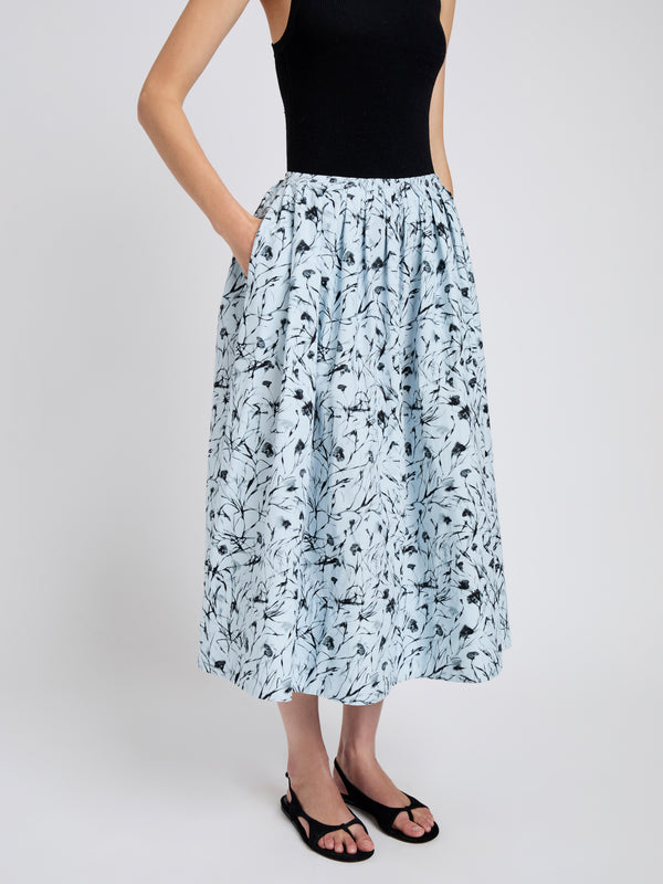 Proenza Schouler Proenza Schouler White Label Austin Skirt In Printed Poplin - Frost/Black