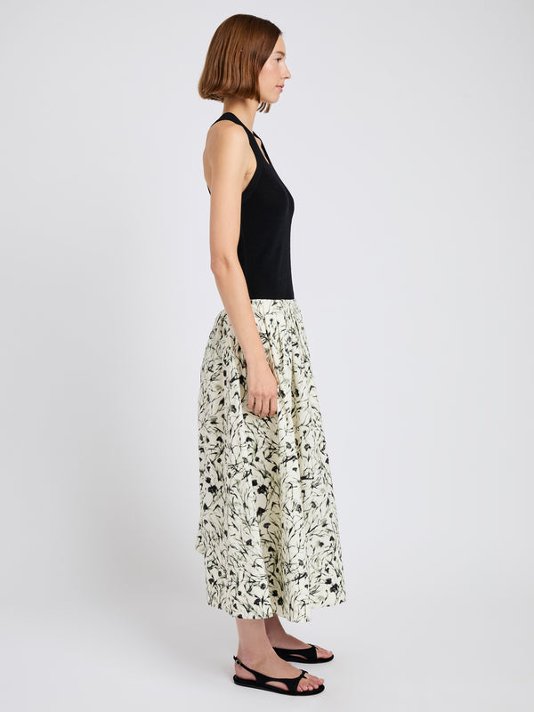 Proenza Schouler Proenza Schouler White Label Austin Skirt In Printed Poplin - Light Butter/Black