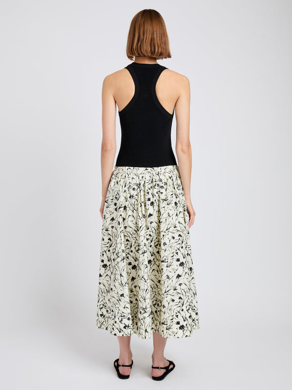 Proenza Schouler Proenza Schouler White Label Austin Skirt In Printed Poplin - Light Butter/Black