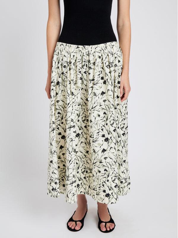 Proenza Schouler Proenza Schouler White Label Austin Skirt In Printed Poplin - Light Butter/Black