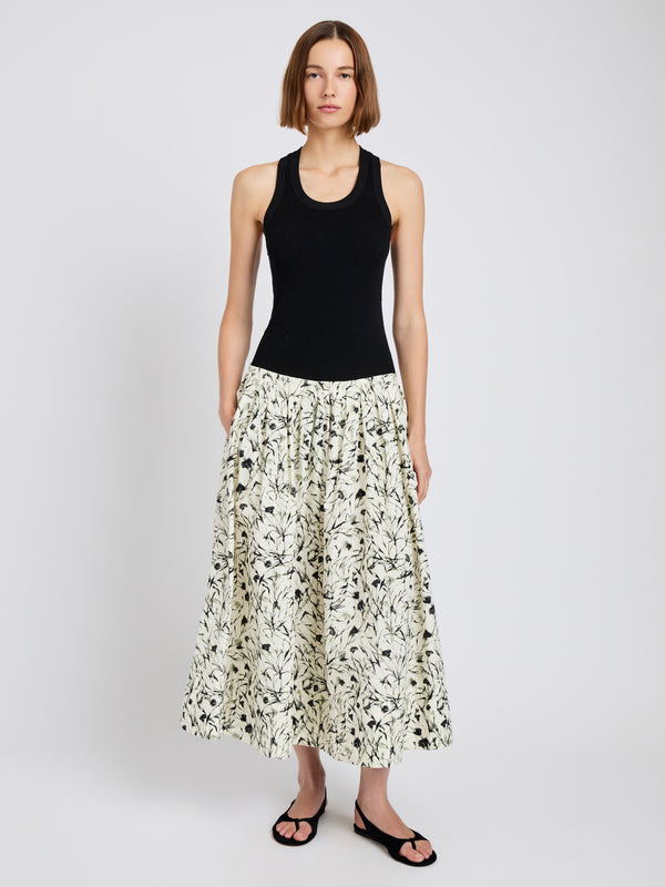 proenza schouler Proenza Schouler White Label Austin Skirt in Printed Poplin - Light Butter/Black