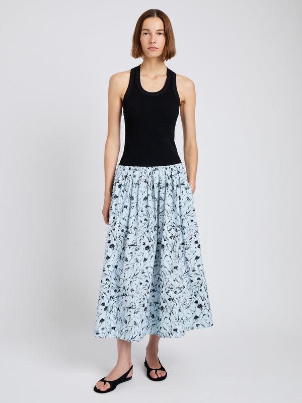 proenza schouler Proenza Schouler White Label Austin Skirt in Printed Poplin - Frost/Black