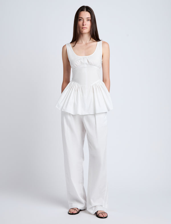 Proenza Schouler Proenza Schouler White Label Bader Top In Stretch Poplin - White