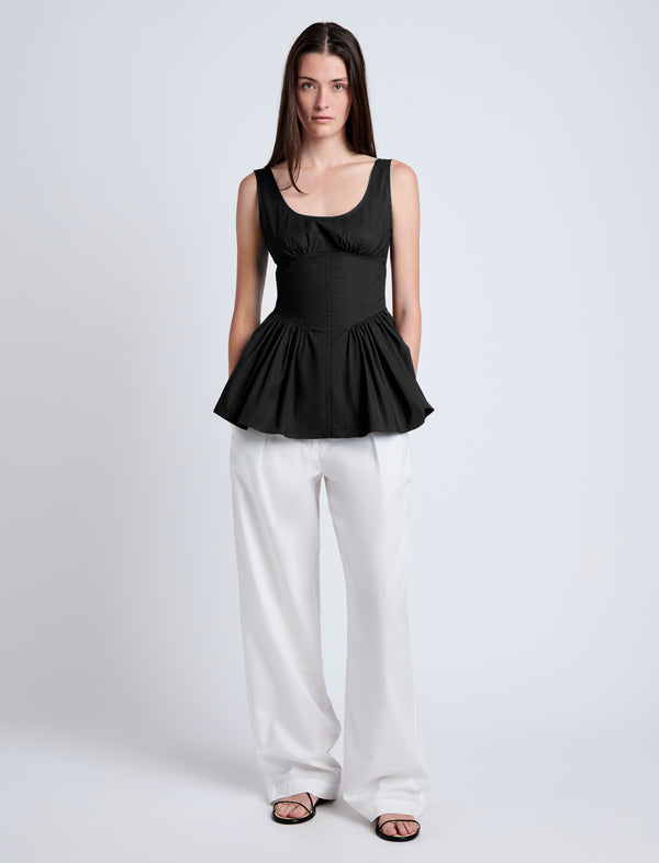 Proenza Schouler Proenza Schouler White Label Bader Top In Stretch Poplin - Black