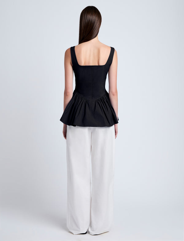Proenza Schouler Proenza Schouler White Label Bader Top In Stretch Poplin - Black