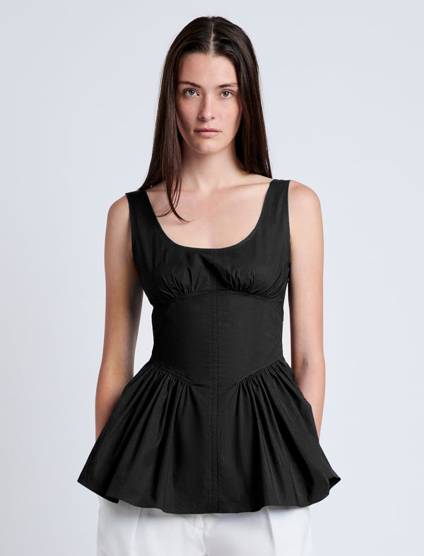 proenza schouler Proenza Schouler White Label Bader Top in Stretch Poplin - Black
