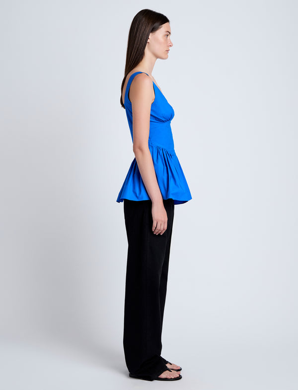 Proenza Schouler Proenza Schouler White Label Bader Top In Stretch Poplin - Cyan