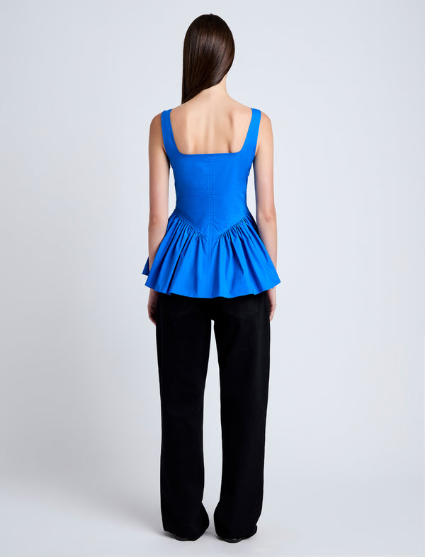 Proenza Schouler Proenza Schouler White Label Bader Top In Stretch Poplin - Cyan