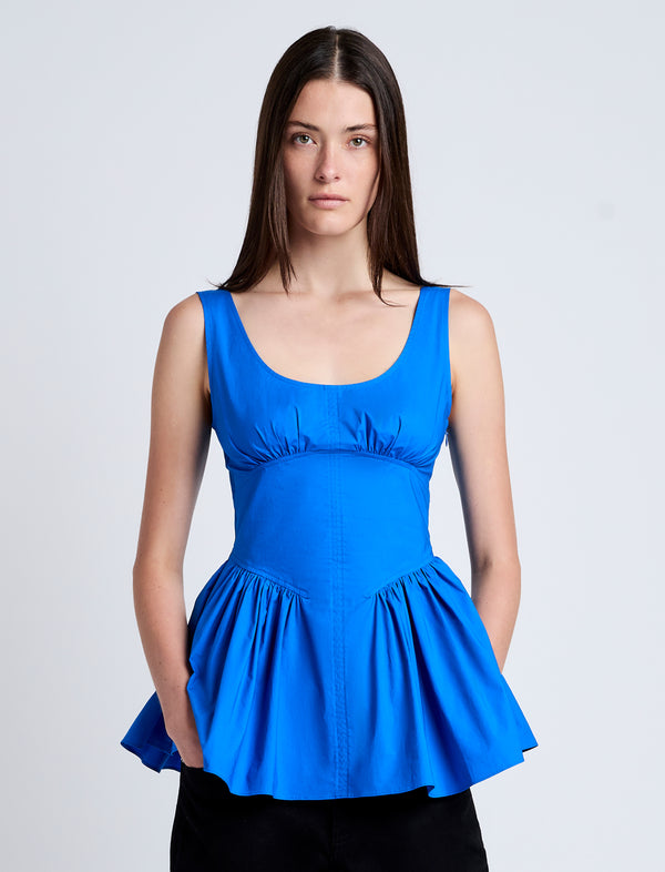 proenza schouler Proenza Schouler White Label Bader Top in Stretch Poplin - Cyan