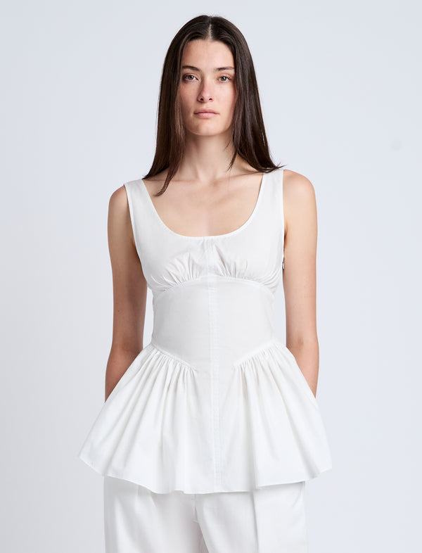 proenza schouler Proenza Schouler White Label Bader Top in Stretch Poplin - White