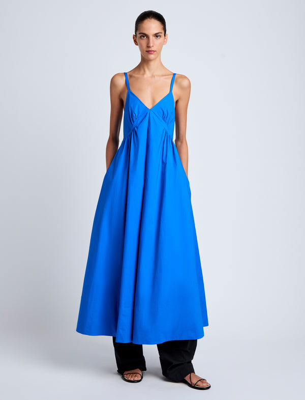proenza schouler Proenza Schouler White Label Barker Dress in Stretch Poplin - Cyan
