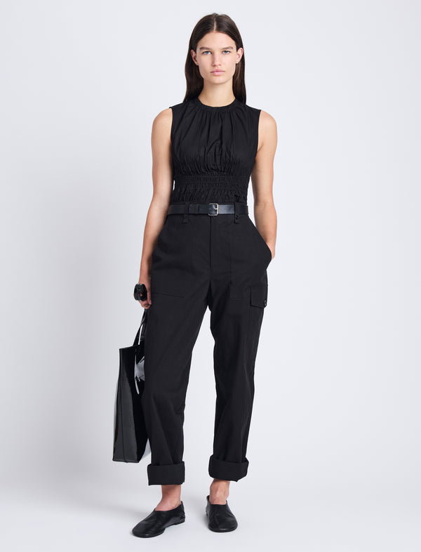 Proenza Schouler Proenza Schouler White Label Birdie Top In Poplin - Black