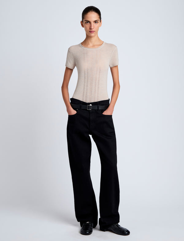 Proenza Schouler Proenza Schouler White Label Blaine Knit Shirt In Lightweight Merino - Light Rose Melange