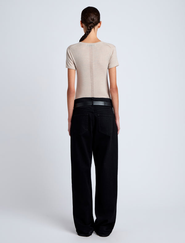 Proenza Schouler Proenza Schouler White Label Blaine Knit Shirt In Lightweight Merino - Light Rose Melange