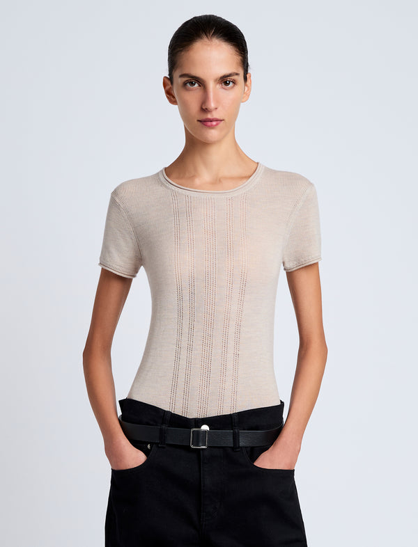 proenza schouler Proenza Schouler White Label Blaine Knit Shirt in Lightweight Merino - Light Rose Melange
