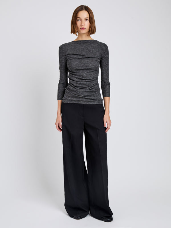 Proenza Schouler Proenza Schouler White Label Blythe Top In Wool Jersey - Coal Melange